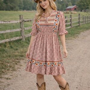 Patrons of Peace Red and Orange Mini Dress